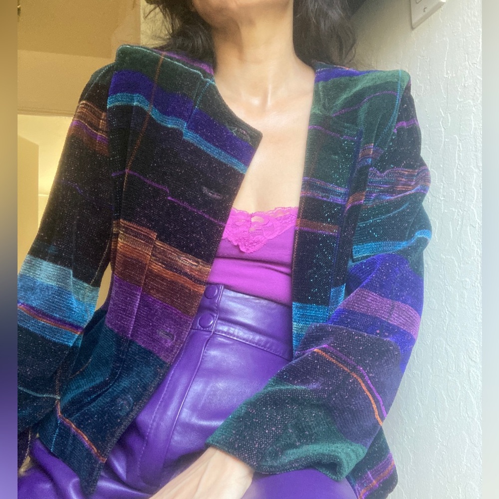 Handwoven fabric jacket cardigan blazer blanket southwest western chenille art